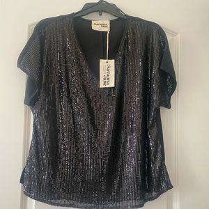 NWT Black Sequin Top